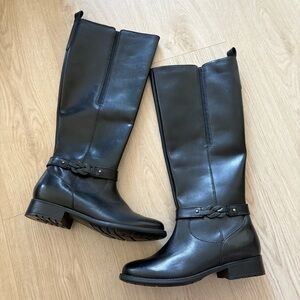 Clarks Black Leather Knee-High Boots